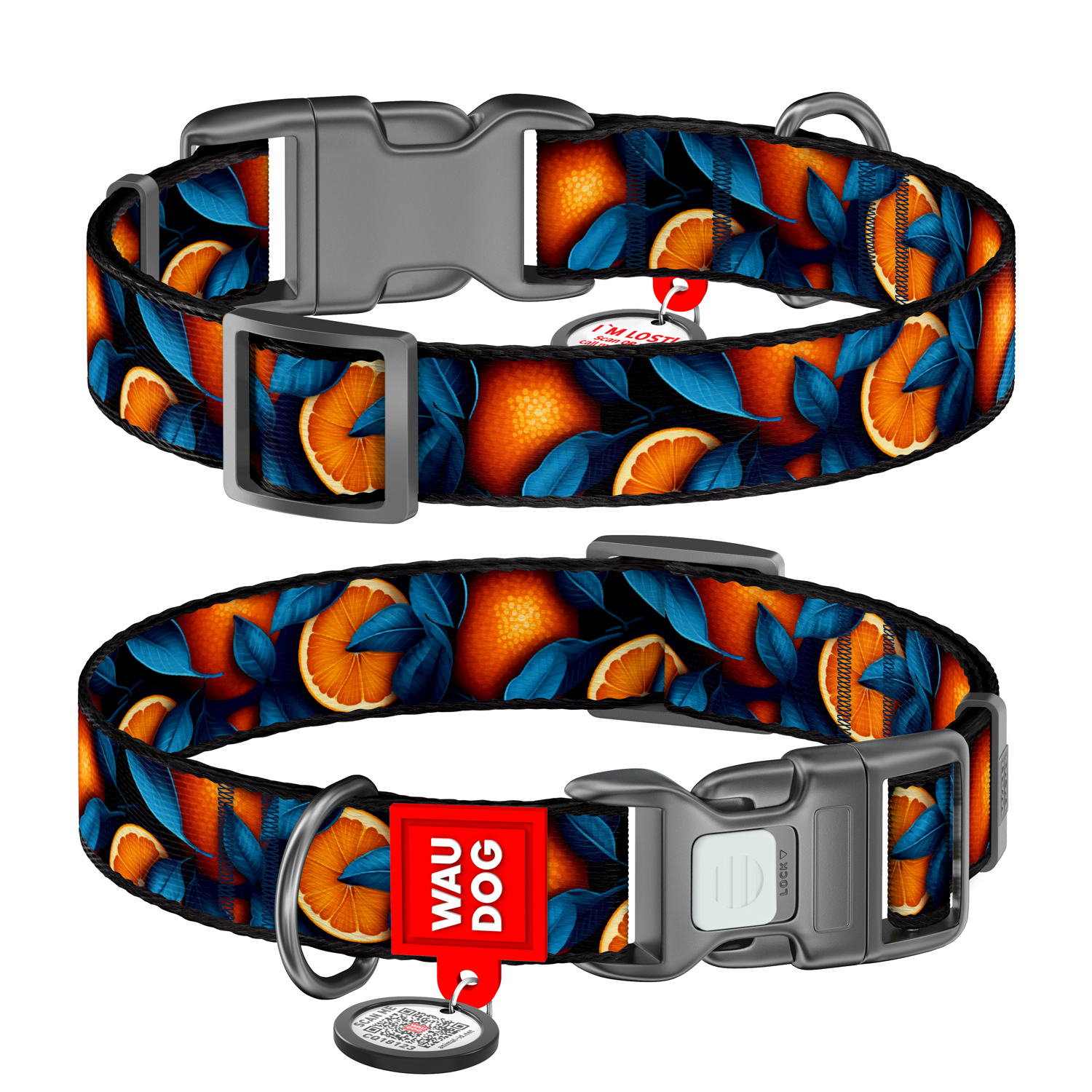 Waudog Zgardă nylon câine colecția Orange, cu QR