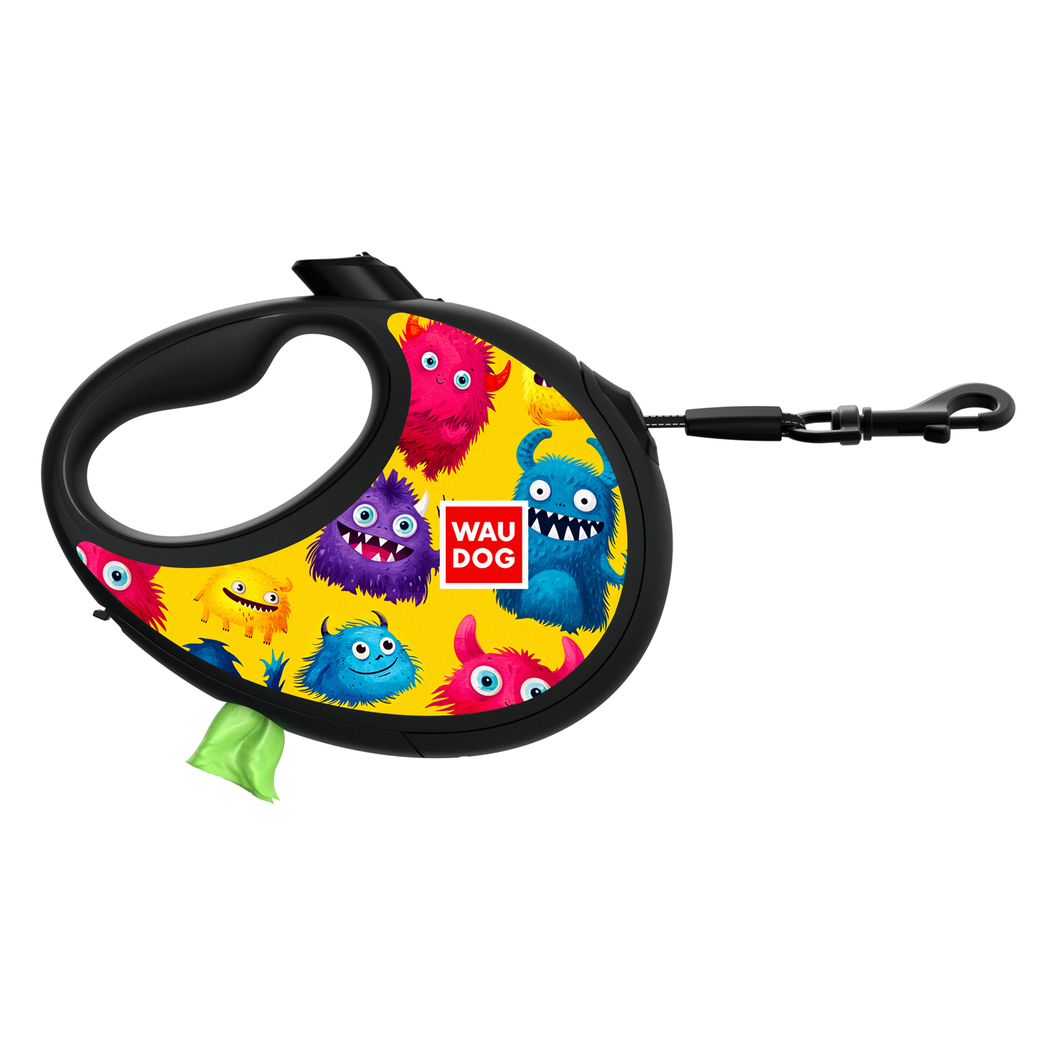 Waudog Lesă retractabilă câine cu suport de pungi colecția Furry Monsters, 3 m / 5 m