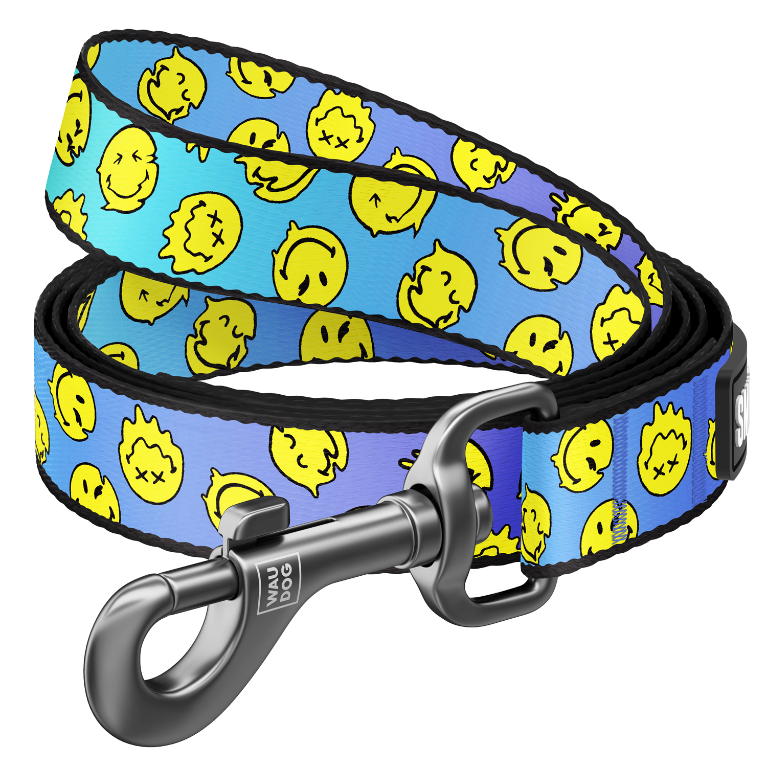 Lesă nylon WAUDOG Smiley albastru pentru câini, The Pet House