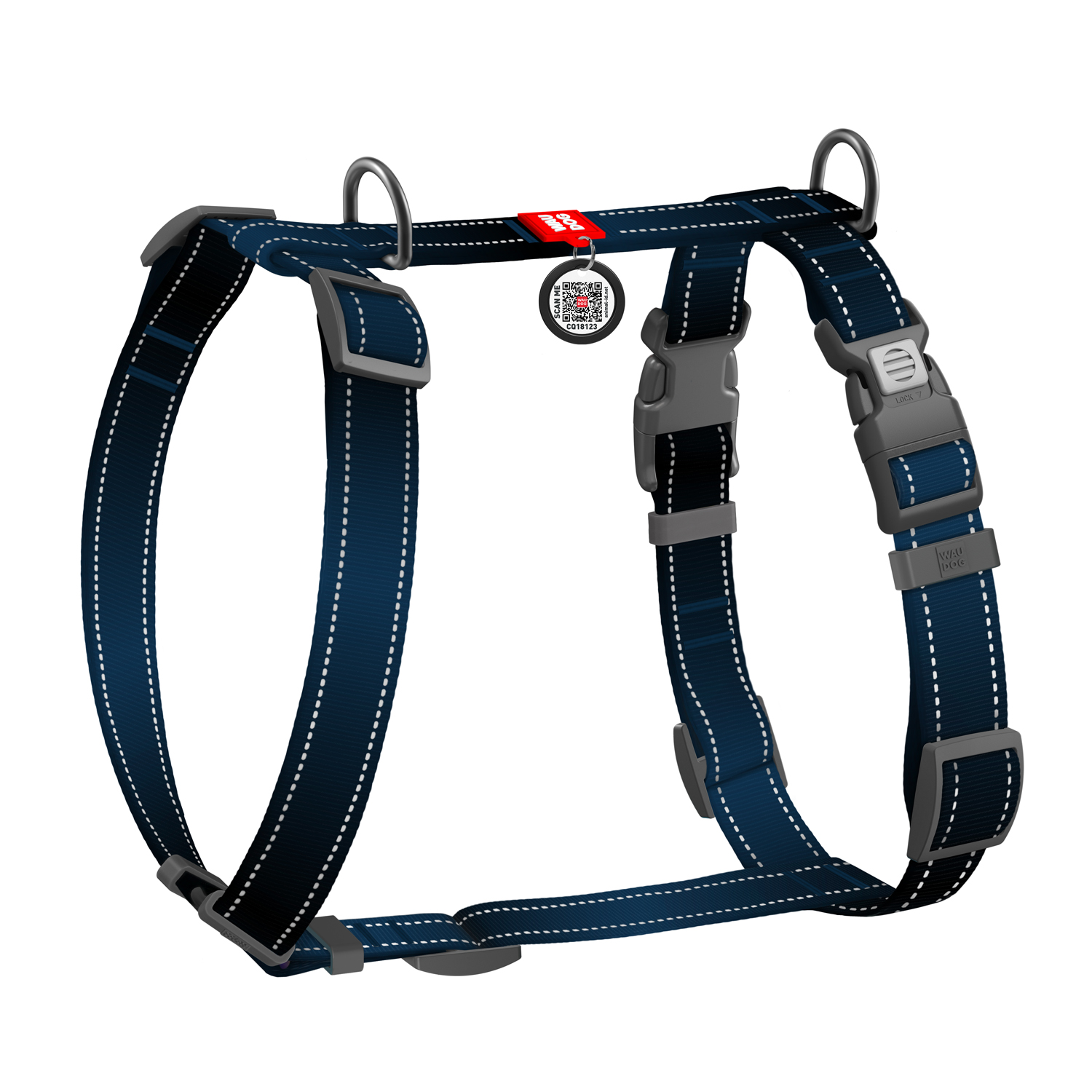 Ham nylon WAUDOG Mono negru pentru câini, The Pet House