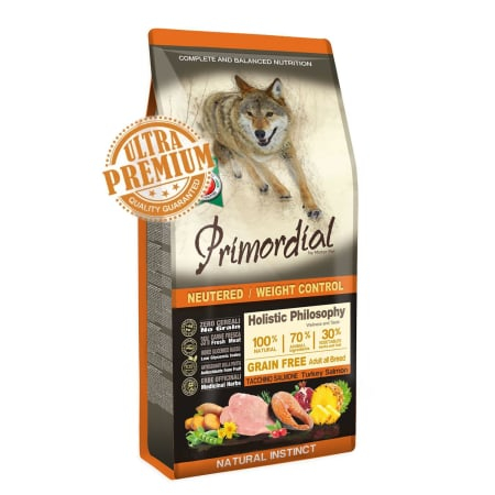 Primordial Holistic Fără Cereale Câini Control Greutate Adult cu Curcan și Somon 12kg