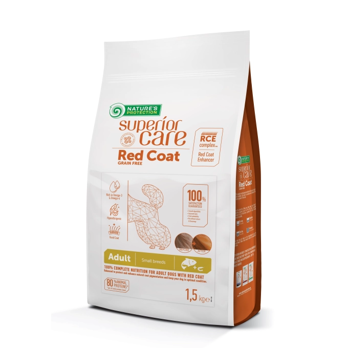 Superior Care Red Coat Fără Cereale Adult Talie Mică & Mini cu Somon 1.5kg
