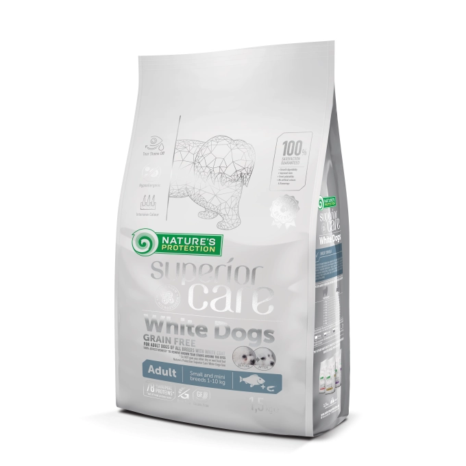 Superior Care White Dogs Fără Cereale Talie Mică & Mini Adult cu Pește Alb 1.5kg
