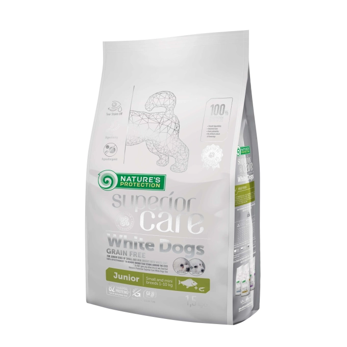 Superior Care White Dogs Fără Cereale Talie Mică & Mini Junior cu Pește Alb 1.5kg