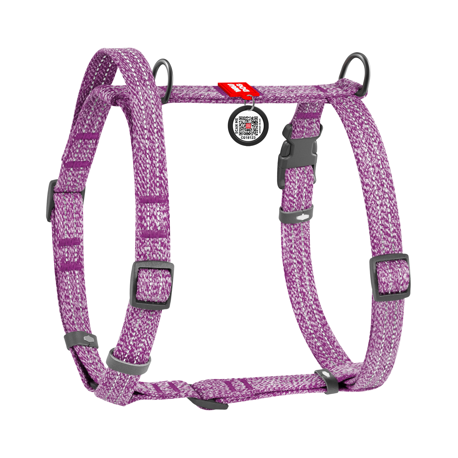 Waudog Ham câine din bumbac reciclat (Re-cotton), cu mâner și QR - imagine 5