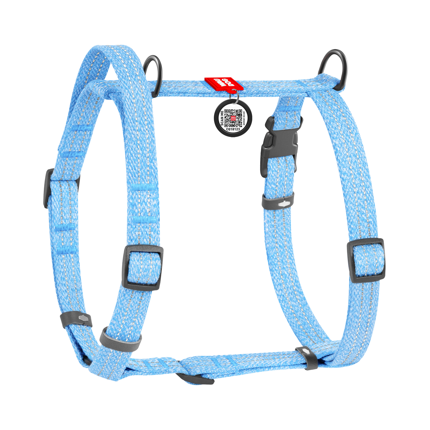 Waudog Ham câine din bumbac reciclat (Re-cotton), cu mâner și QR - imagine 4