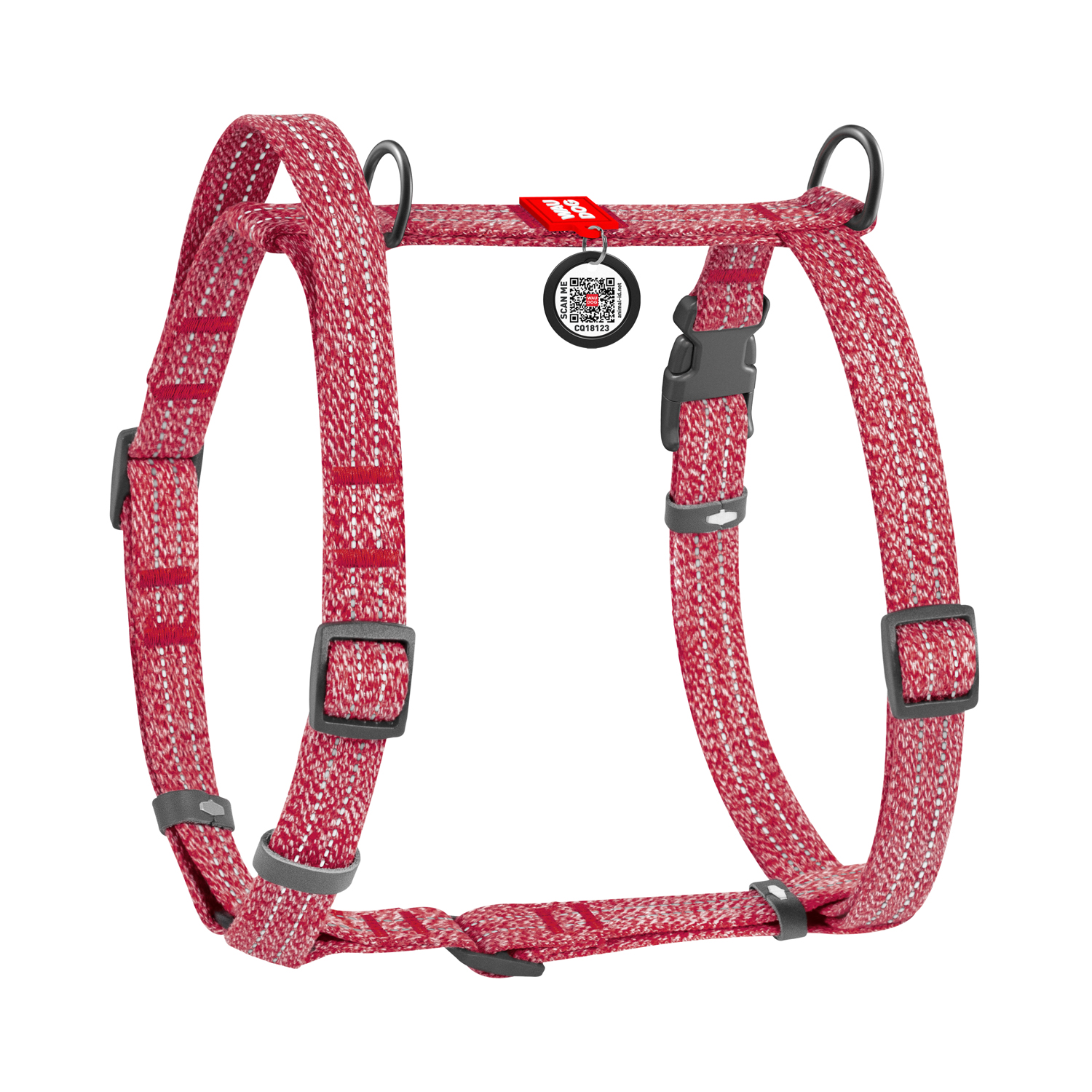 Waudog Ham câine din bumbac reciclat (Re-cotton), cu mâner și QR - imagine 3