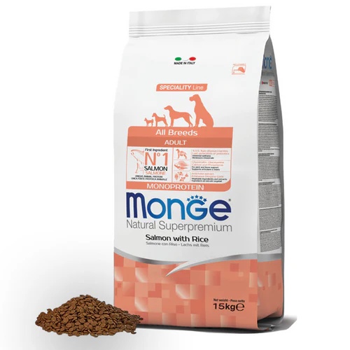 Monge Câini Toate Taliile Monoprotein Adult Somon & Orez 15kg
