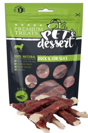 Pet's Dessert Câini Feliuțe Rață & Cod 80g