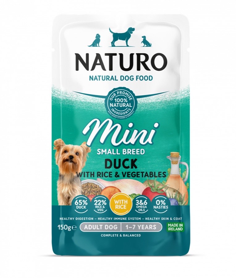 Plic Naturo Mini cu rață, orez și legume pentru câini de talie mică, 150 g